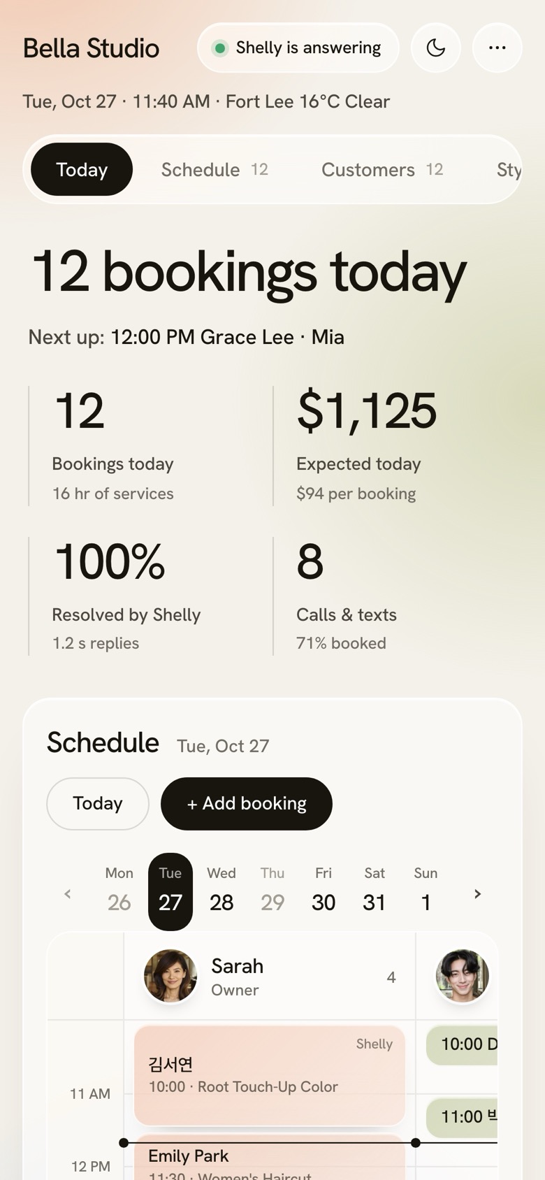 On a phone: today at a glance