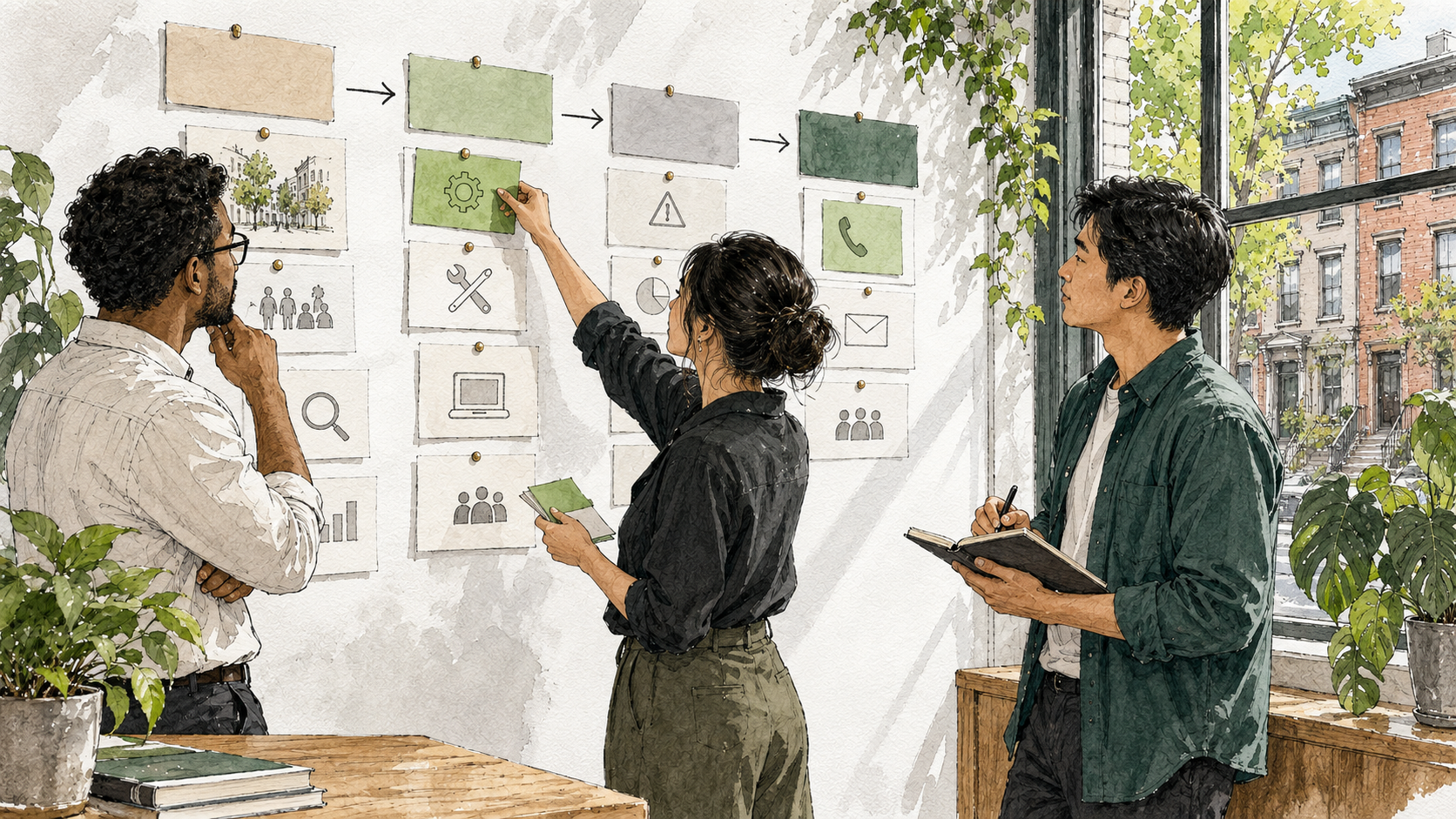 A team planning repairs to a bilingual buyer journey
